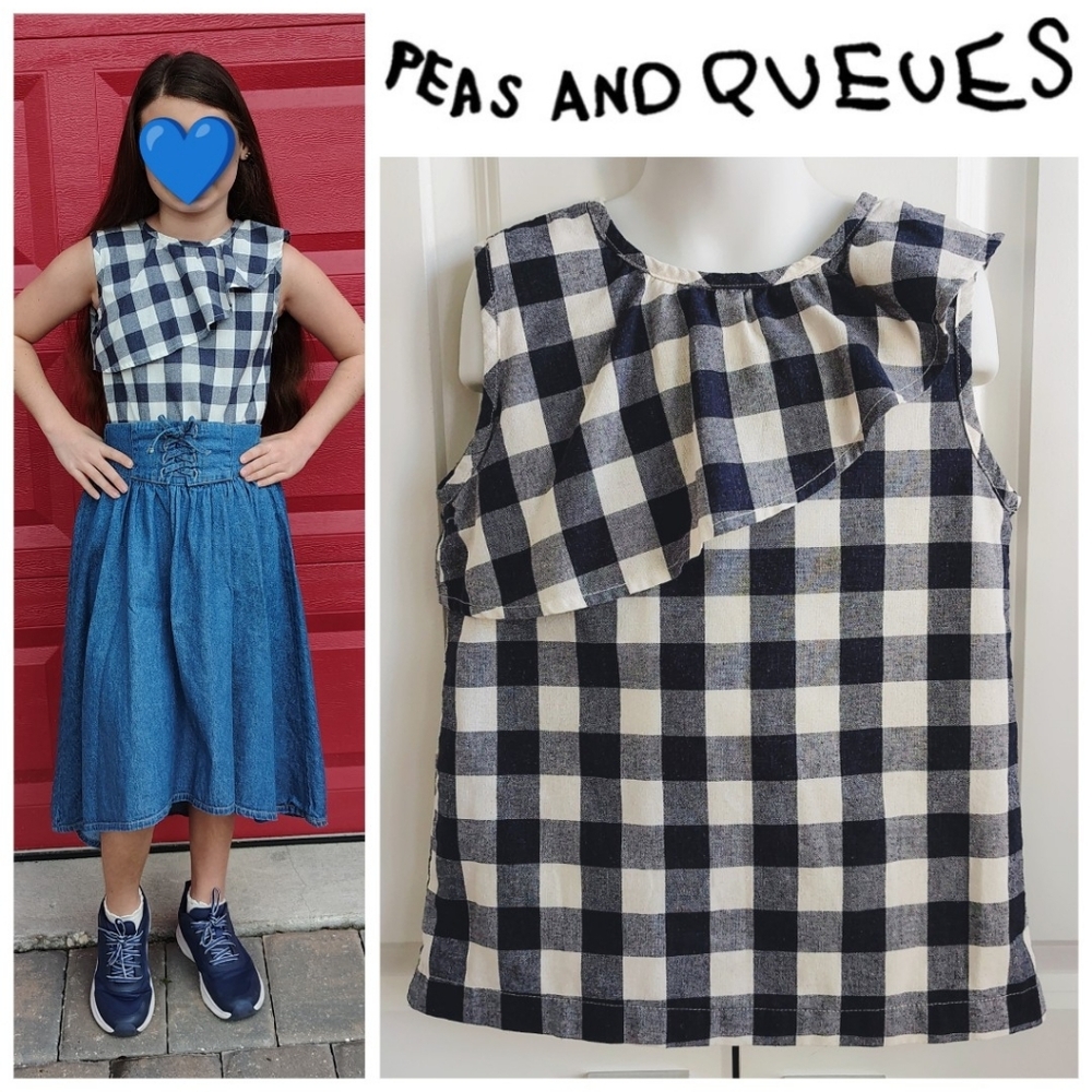 Peas and Queues Navy & White Plaid Blouse (LA Brand)